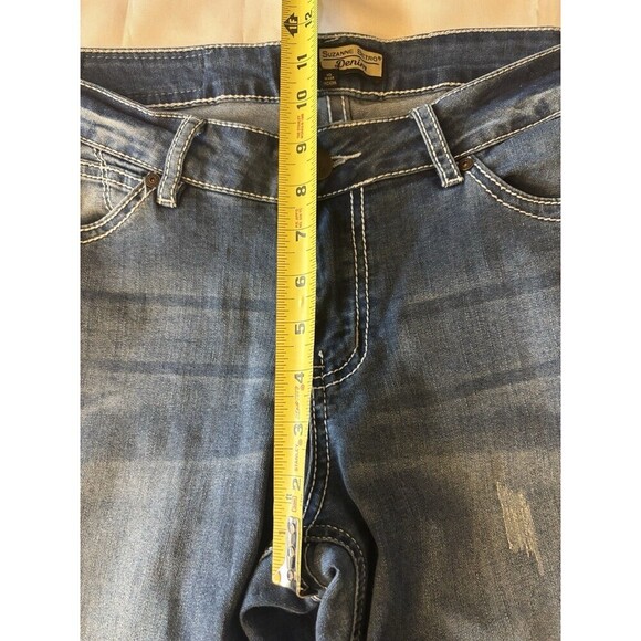 SUZANNE BETRO Denim Embroidered Flare Leg Crop Jeans Women 10 Mid Rise Stretch - Picture 13 of 15